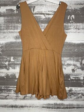 Zenana Outfitters Sleeveless Romper in Camel Tan